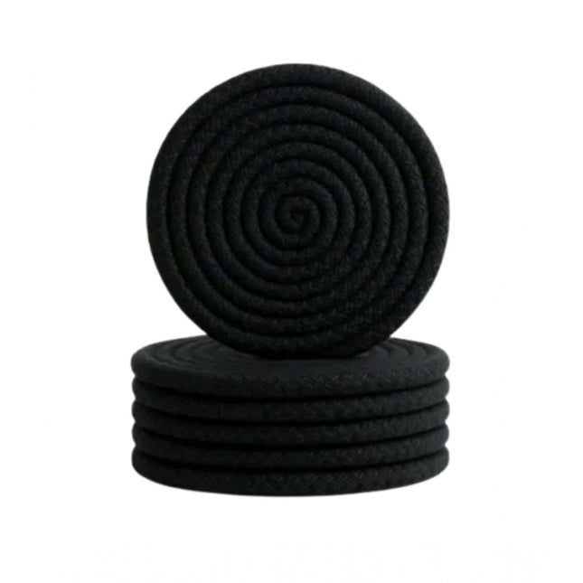 Cotton 6 Pcs Set Tea Coaster 6 Pcs Set (Black)
