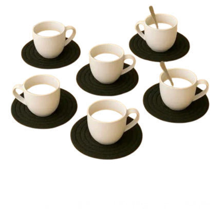 Cotton 6 Pcs Set Tea Coaster 6 Pcs Set (Black)