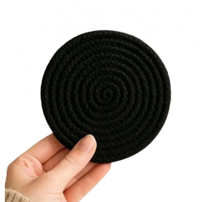 Cotton 6 Pcs Set Tea Coaster 6 Pcs Set (Black)