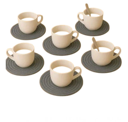 Cotton 6 Pcs Set Tea Coaster 6 Pcs Set (Gray)