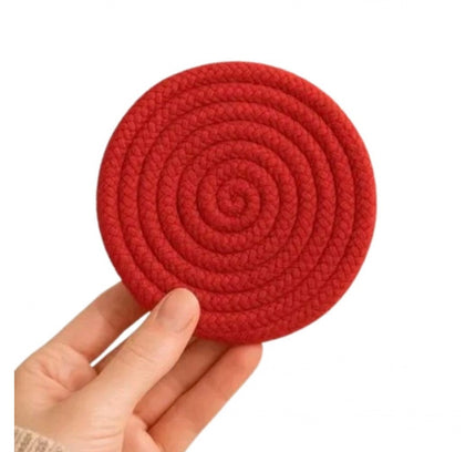 Cotton 6 Pcs Set Tea Coaster 6 Pcs Set (Red)