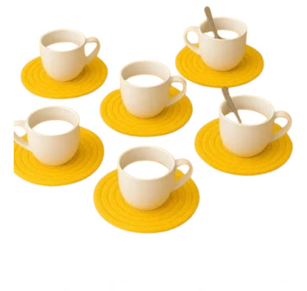 Cotton 6 Pcs Set Tea Coaster 6 Pcs Set (Yellow)