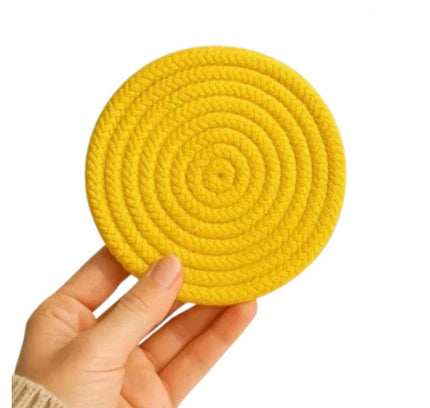 Cotton 6 Pcs Set Tea Coaster 6 Pcs Set (Yellow)