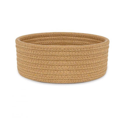 Cotton 8x3 Inch Round 1 Pcs Bedside Organizer (Beige)