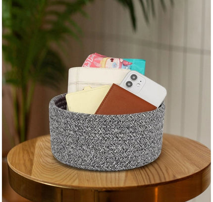 Cotton 8x3 Inch Kidi Round 1 Pcs Bedside Organizer (Black)