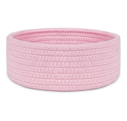 Cotton 8x3 Inch Round 1 Pcs Bedside Organizer (Pink)