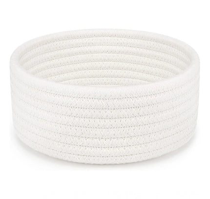 Cotton 8x3 Inch Round 1 Pcs Bedside Organizer (White)