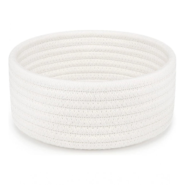 Cotton 8x3 Inch Round 1 Pcs Bedside Organizer (White)