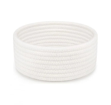 Cotton 8x3 Inch Round 1 Pcs Bedside Organizer (White)