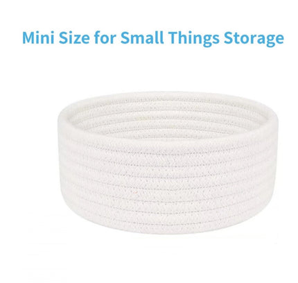 Cotton 8x3 Inch Round 1 Pcs Bedside Organizer (White)