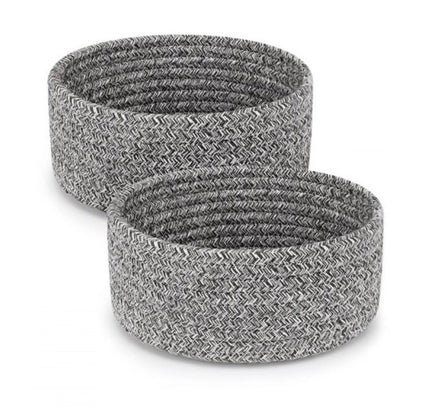 Cotton 8x3 Inch Kidi Round 2 Set Bedside Organizer (Black)