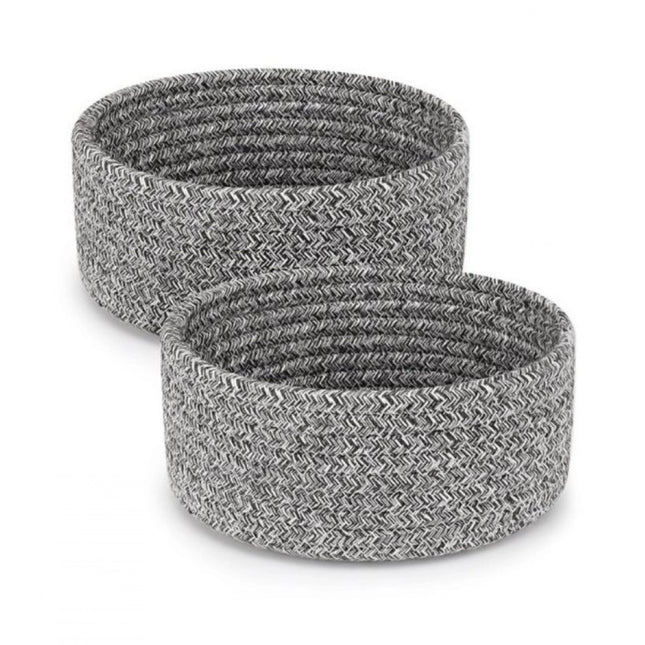 Cotton 8x3 Inch Kidi Round 2 Set Bedside Organizer (Black)