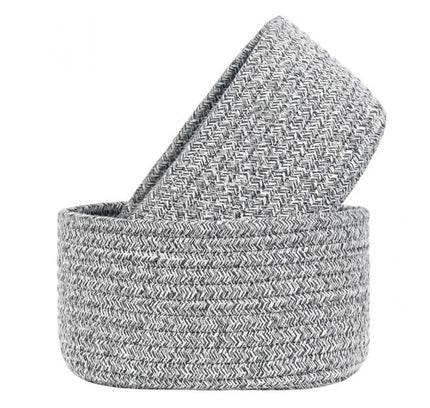 Cotton 8x3 Inch Kidi Round 2 Set Bedside Organizer (Black)