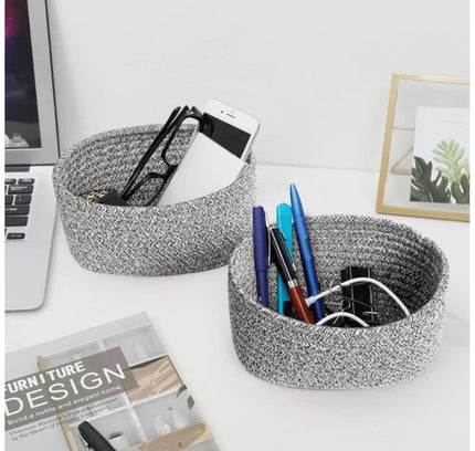 Cotton 8x3 Inch Kidi Round 2 Set Bedside Organizer (Black)