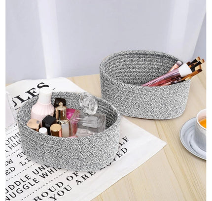 Cotton 8x3 Inch Kidi Round 2 Set Bedside Organizer (Black)