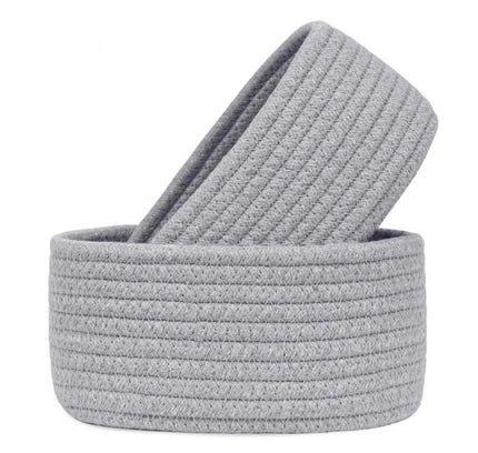 Cotton 8x3 Inch Round 2 Set Bedside Organizer (Gray)