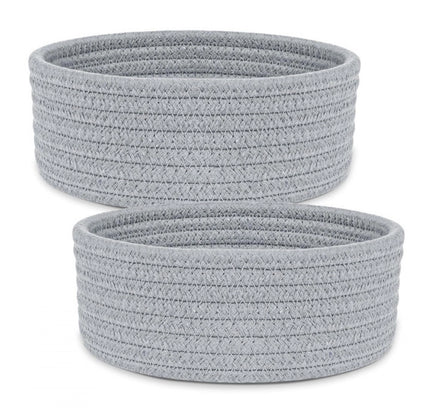 Cotton 8x3 Inch Round 2 Set Bedside Organizer (Gray)
