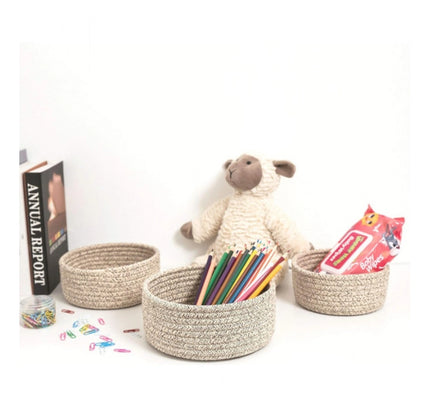 Cotton 8x3 Inch Kidi Round 3 Set Bedside Organizer (Kidi)