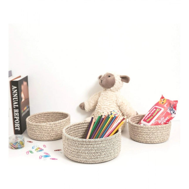 Cotton 8x3 Inch Kidi Round 3 Set Bedside Organizer (Kidi)