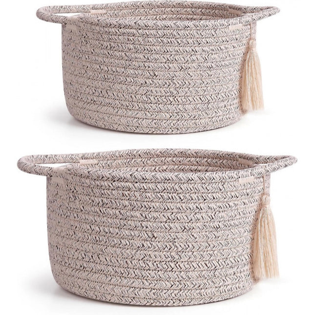 Cotton 8x4 Inch Round 2 Set Kidi With Jhalar Bedside Organizer (Kidi)