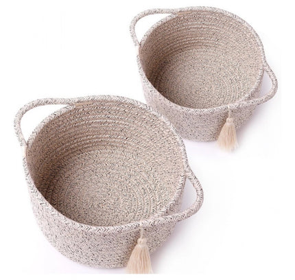 Cotton 8x4 Inch Round 2 Set Kidi With Jhalar Bedside Organizer (Kidi)