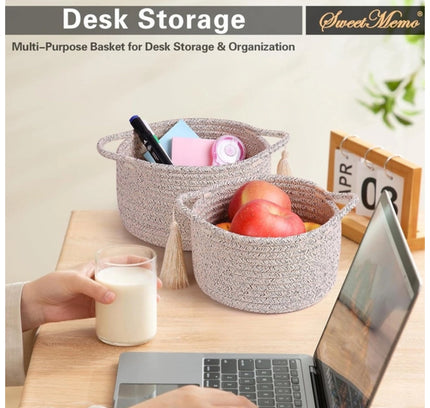 Cotton 8x4 Inch Round 2 Set Kidi With Jhalar Bedside Organizer (Kidi)