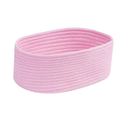 Cotton Oval 10x7x5 Inch Bedside Organizer (Pink)