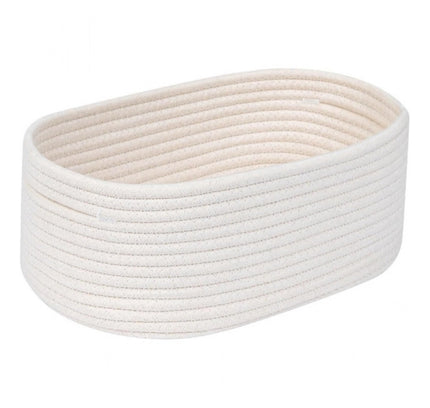 Cotton Oval 10x7x5 Inch Bedside Organizer (White)