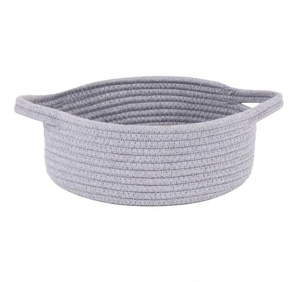 Cotton 8x3 Inch Round Bedside Organizer (Gray)