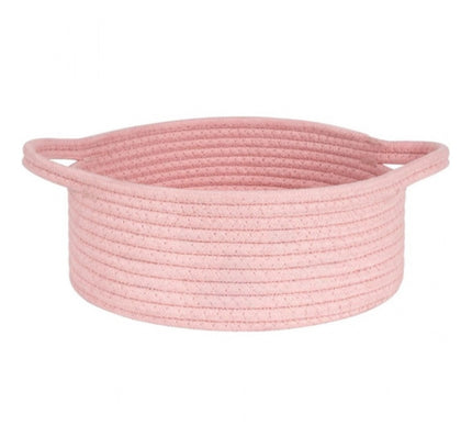 Cotton 8x3 Inch Round Bedside Organizer (Pink)