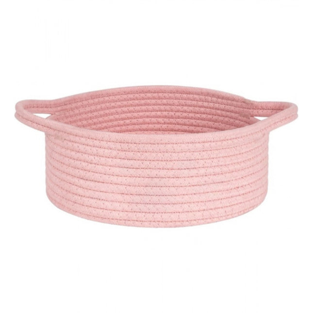 Cotton 8x3 Inch Round Bedside Organizer (Pink)