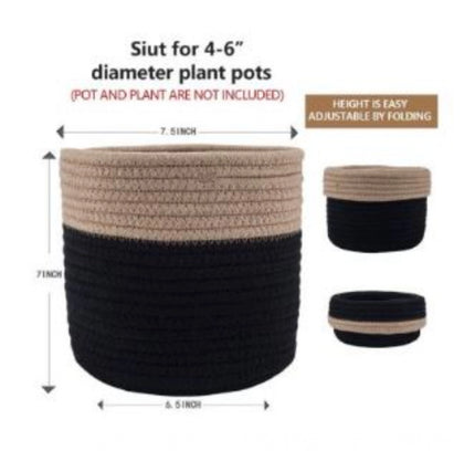 Cotton Flower Pot (Beige Black)