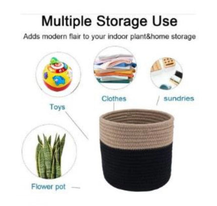 Cotton Flower Pot (Beige Black)