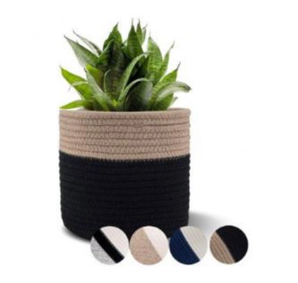 Cotton Flower Pot (Beige Black)