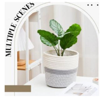 Cotton Flower Pot (Gray White)