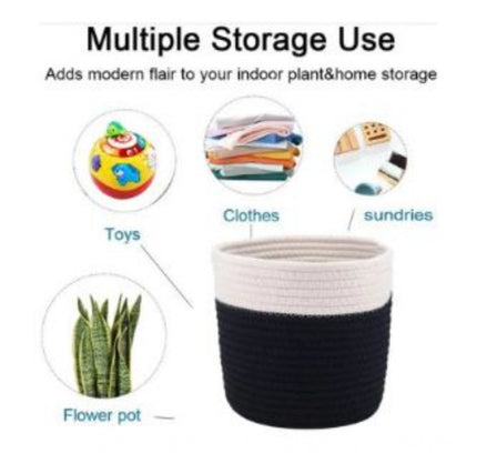 Cotton Flower Pot (White Black)