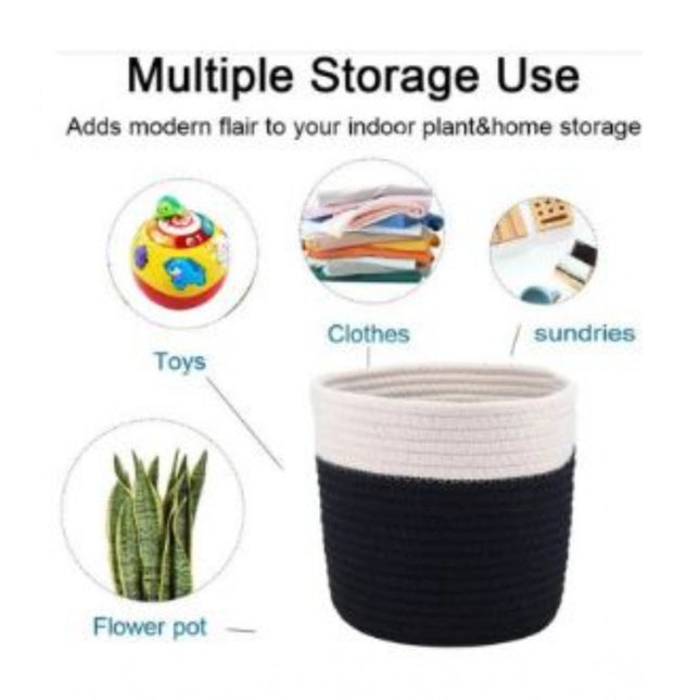 Cotton Flower Pot (White Black)