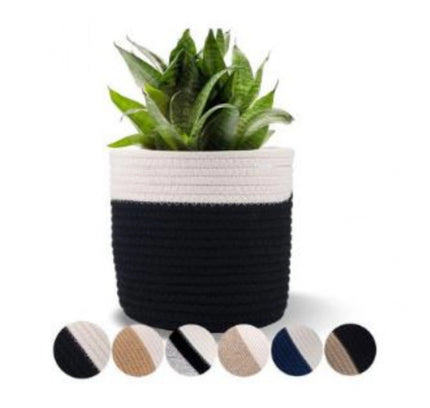 Cotton Flower Pot (White Black)