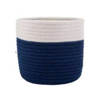 Cotton Flower Pot (White Blue)