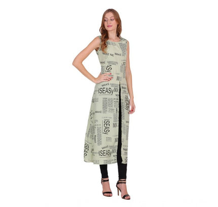 Women's Casual Crepe Sleeveless Slit Dress (Light Green)