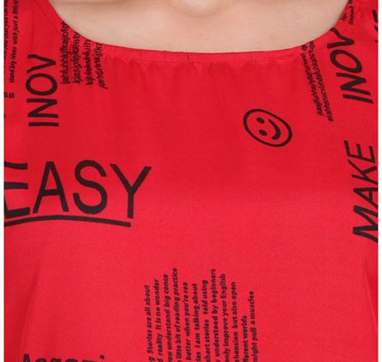 Women's Casual Crepe Sleeveless Slit Dress (Red)