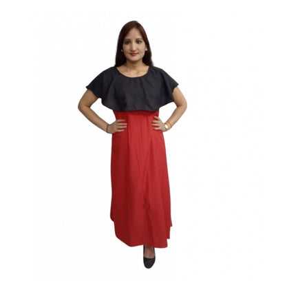 Women's Casual Crepe Cape Sleeve Dress (Black)