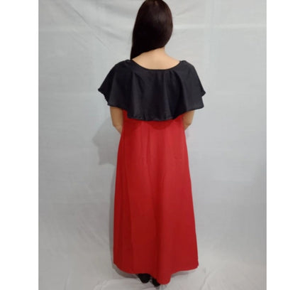 Women's Casual Crepe Cape Sleeve Dress (Black)
