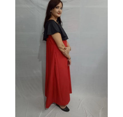 Women's Casual Crepe Cape Sleeve Dress (Black)