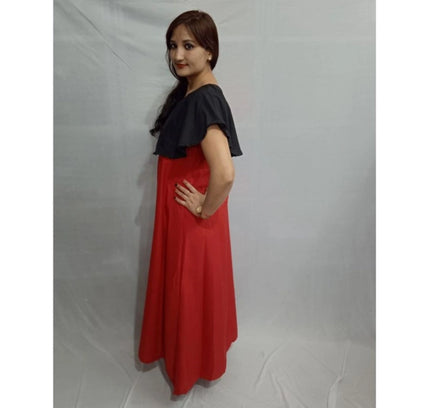 Women's Casual Crepe Cape Sleeve Dress (Black)