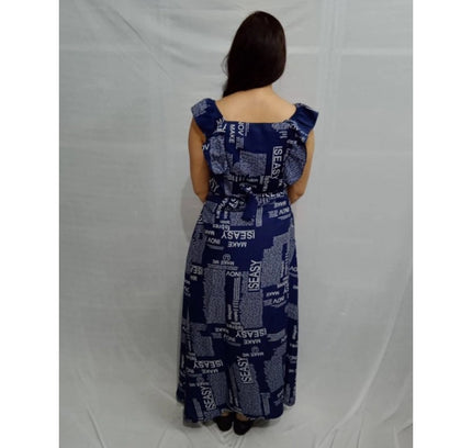 Women's Casual Crepe Sleeveless Dress (Blue)