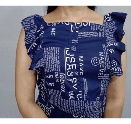 Women's Casual Crepe Sleeveless Dress (Blue)