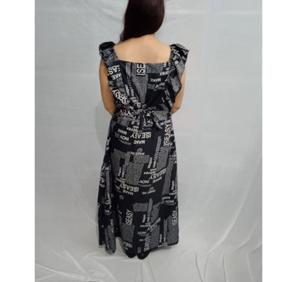 Women's Casual Crepe Sleeveless Dress (Black)