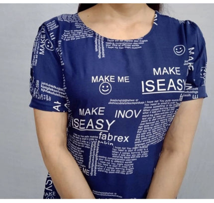 Women's Casual Crepe Half Sleeves Dress (Blue)