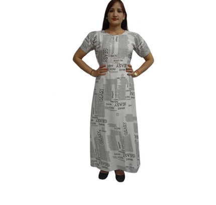 Women's Casual Crepe Half Sleeves Dress (White)